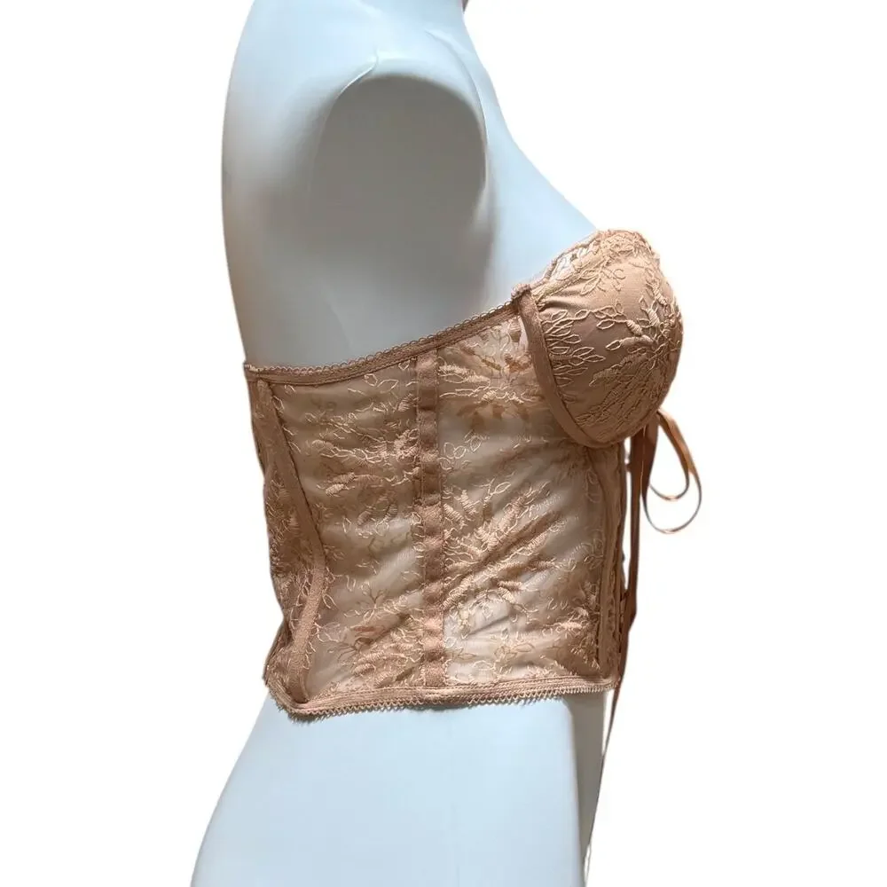 Fashion Nova Lace Corset Bustier Beige Large